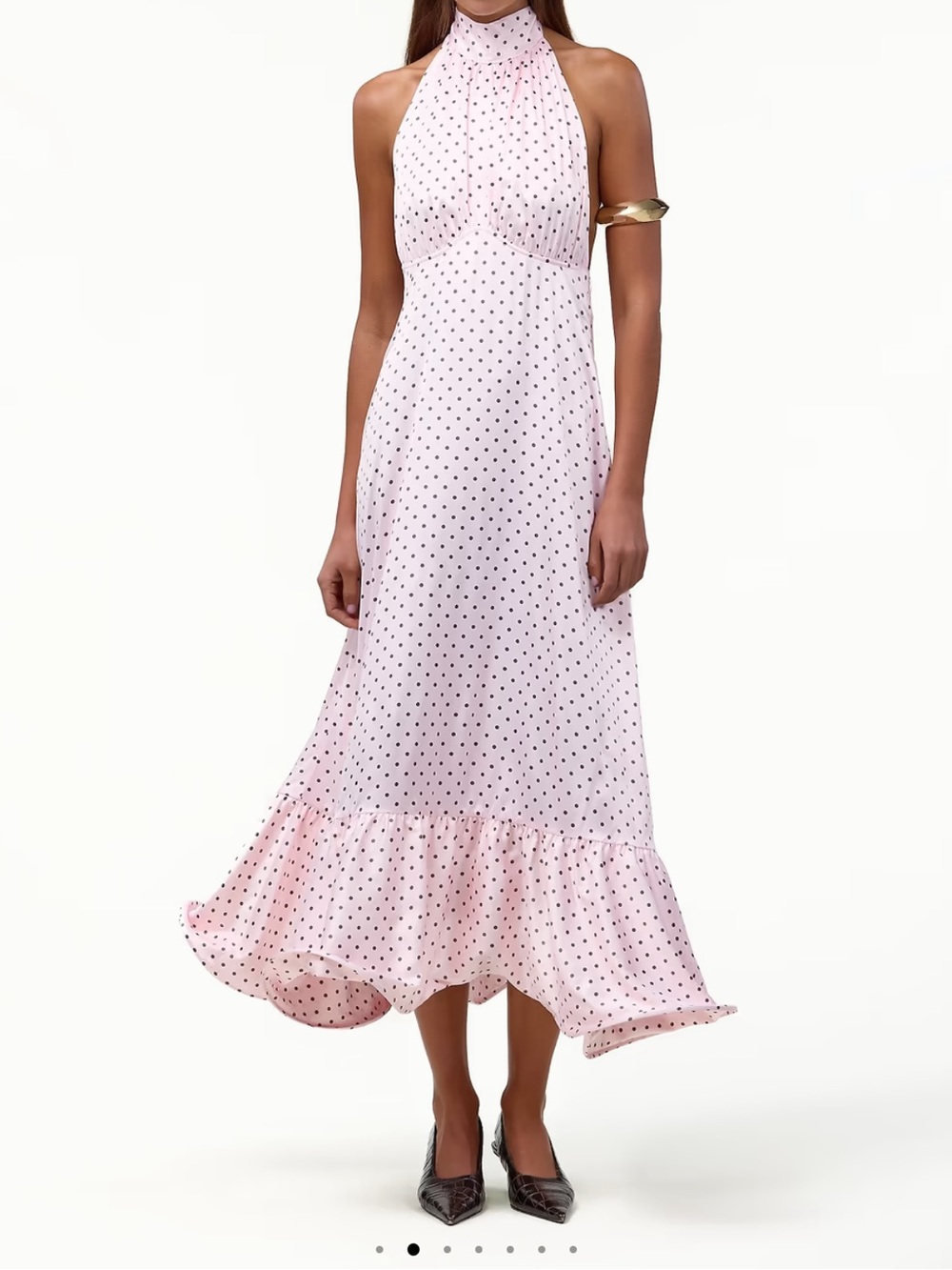 Halter flounce midi dress